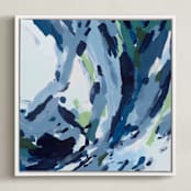 "Verdant Wave " - Art Print in Sea Blue by Katie Craig - Framed Canvas