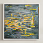 "Convergence 1" - Art Print in Slate by Kelly Johnston - Framed Canvas