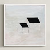 "First Snow" - Art Print in White by Robin Ott - Framed Canvas