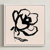 "Fall Rose" - Art Print in Black and Cream by Carol Barber - Framed Canvas