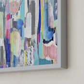 "Abstract multicolour brushed painting" - Art Print in Light blue by Oana Prints - Frame Close-up