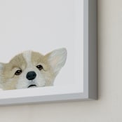 "Corgi Puppy" - Art Print in nougat by Deborah Chou - Frame Close-up