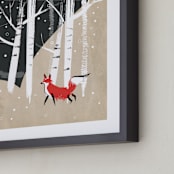 "Foxy Woods" - Art Print in Kraft Paper Brown by Annie Bakst - Frame Close-up