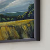 "Sky of Grey" - Art Print in Grey and Golden by Michele Norris - Frame Close-up