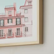 "Pastel Pink House" - Art Print in Peach by Heather Loriece - Frame Close-up