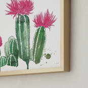 "The Blooming Cactus" - Art Print in Emerald Green by Kelsey McNatt - Frame Close-up