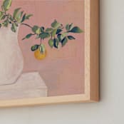 "Orange Branch" - Art Print in Coral Pink by Carolyn Hunt - Frame Close-up