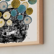 "Graphic floral arrangement" - Art Print in Mid-Century Blue by Bethania Lima - Frame Close-up