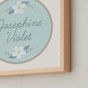 "Embroidery Name" - Personalized Art Print in Sky by Carolyn Kach - Frame Close-up
