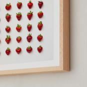 "Strawberries" - Art Print in Ruby Red by Heather Deffense - Frame Close-up