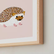 "Little Hedgehog" - Art Print in Blush by Genna Blackburn - Frame Close-up