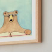 "Bear - let's read" - Art Print in aqua by Someday Designs - Frame Close-up
