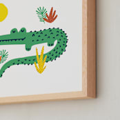 "Basking In The Sun" - Art Print in Alligator Green by Oscar and Emma - Karly Depew - Frame Close-up