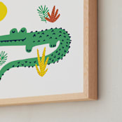 "Basking In The Sun" - Art Print in Alligator Green by Oscar and Emma - Karly Depew - Frame Close-up