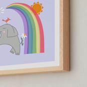 "elephant rainbow" - Art Print in pale purple by clearlytangled studio - Frame Close-up