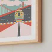 "San Fran" - Art Print in Golden Gate Coral by Sara Heilwagen - Frame Close-up