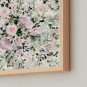 "A Garden Without Edges" - Art Print in sage greens. mauve pink, olive greens by Kate Nelson - Frame Close-up