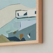 "Hillside Blues " - Art Print in Blue-green by Karyn Denten - Frame Close-up