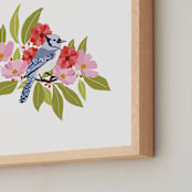 "Blue Jay Design" - Art Print in Lavender by Rushmi - Frame Close-up