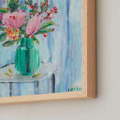 "Oh Happy Days" - Art Print in Sky Blue by Lottie Aldarwish - Frame Close-up