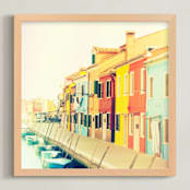 "Sherbet Street" - Art Print in Ambrosial Cream by Courtney Crane - Framed
