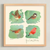 "Calling birds" - Art Print in soft pine by Tracy Ann - Framed