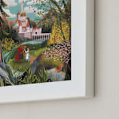"Belle and Beast Stroll the Castle Grounds" - Art Print in Forest by Becky Nimoy - Frame Close-up