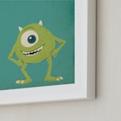 "Mike from Disney and Pixar's Monster's Inc" - Art Print in Green by Kiersten Garner - Frame Close-up