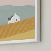 "Little White House on Prairie" - Art Print in Southern Rose by Laura Mitchell - Frame Close-up