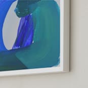 "Yield" - Art Print in blue green by Nell Waters Bernegger - Frame Close-up