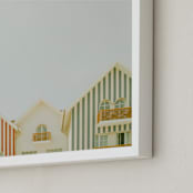 "Striped houses" - Art Print in Gray Blue by Lena Erysheva - Frame Close-up