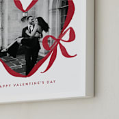 "Ribbon Bow Heart: Square Framed Photo" - Framed Photo in Cherry by Rebecca Durflinger - Frame Close-up