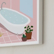 "bathroom window" - Art Print in millennial pink by Katja Ja - Frame Close-up