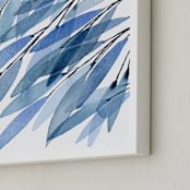 "Rustling Leaves Blue" - Art Print in Ultramarine Blue by Priscilla Lee - Frame Close-up