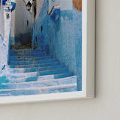 "Streets of Chefchaouen II" - Art Print in Chefchaouen Blue by Alannah Kittle - Frame Close-up