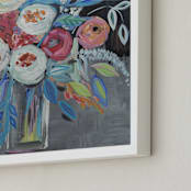 "Peonies by the night" - Art Print in Midnight Blue by FARIDA ZAMAN - Frame Close-up
