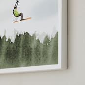 "Top Of The World" - Art Print in pine green by Shannon - Frame Close-up