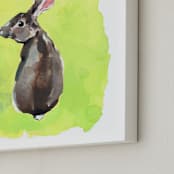 "Wild Rabbit" - Art Print in Pear by Betty Hatchett - Frame Close-up