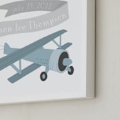 "Vintage Airplane" - Personalized Art Print in Mist by Jessie Steury - Frame Close-up
