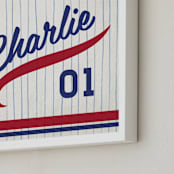 "Vintage Jersey - Navy/Red" - Personalized Art Print in Navy/Red by Jessie Steury - Frame Close-up