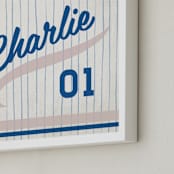"Vintage Jersey - Navy/Grey" - Personalized Art Print in Navy/Grey by Jessie Steury - Frame Close-up