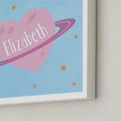 "Planet Heart" - Personalized Art Print in Cotton Candy by Heather Schertzer - Frame Close-up