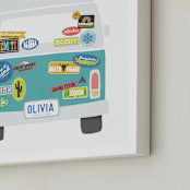 "Van Life" - Personalized Art Print in Aqua by Jessie Steury - Frame Close-up