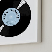 "For the Record" - Personalized Art Print in Baby Blue by Baumbirdy - Frame Close-up