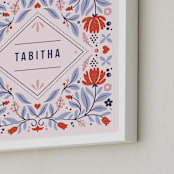 "Framed in Florals" - Personalized Art Print in Rose by Kristen Smith - Frame Close-up