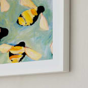 "Happy Bees" - Art Print in Morning Sky by claire whitehead - Frame Close-up