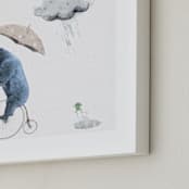 "That's one fast bike, said the Cloud" - Art Print in Polar Bear Blue by Maja Cunningham - Frame Close-up