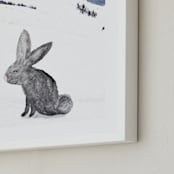 "I bet there is a carrot under there" - Art Print in Bunny fur grey by Maja Cunningham - Frame Close-up