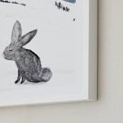 "I bet there is a carrot under there" - Art Print in Bunny fur grey by Maja Cunningham - Frame Close-up