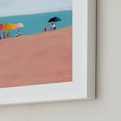 "Beach Umbrellas" - Art Print in Turquoise by Lindsay Megahed - Frame Close-up